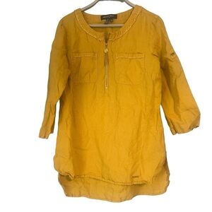 Mustard Yellow linen blouse small